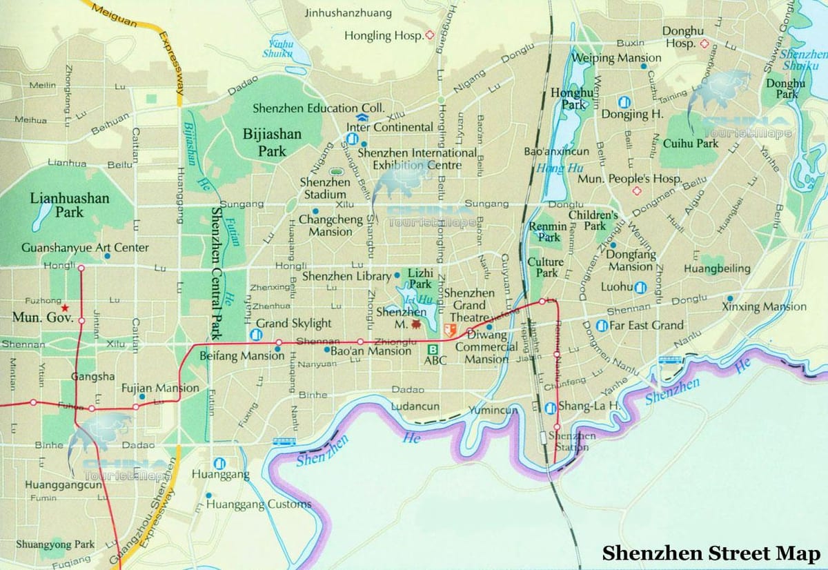 harta e Shenzhen rrethe