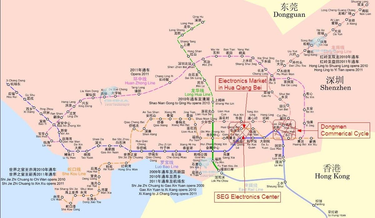 harta e Shenzhen elektronike të tregut