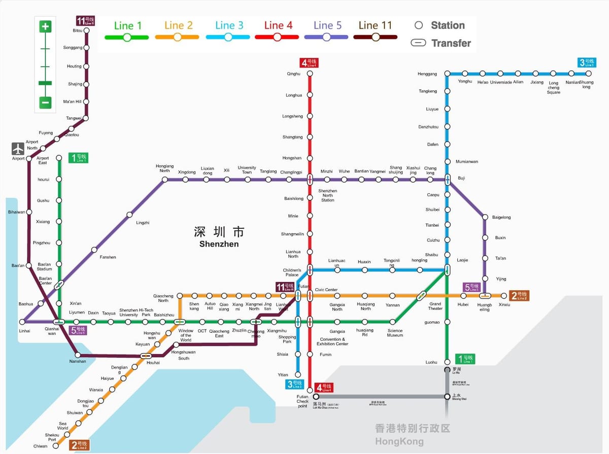 Shenzhen metro hartë 2016