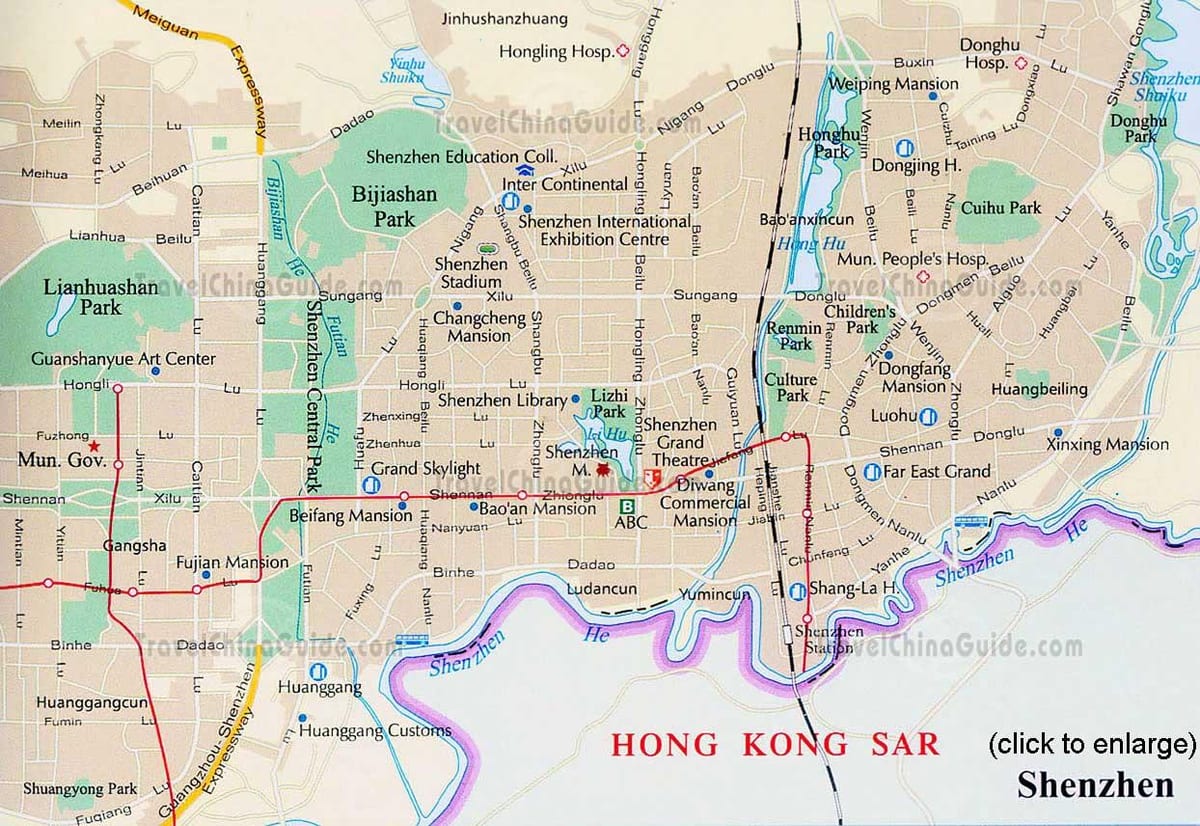 Shenzhen guangdong të Kinës hartë